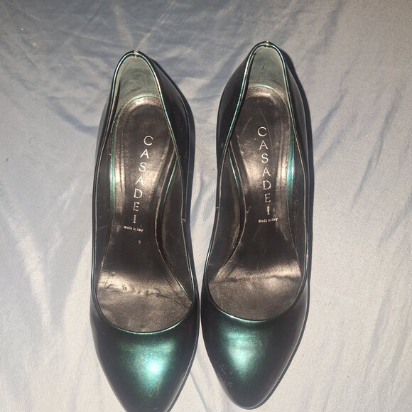 Casadei Italian Stiletto Pumps Heels Chameleon Purple and Turquoise/ Aqua - Picture 3 of 6